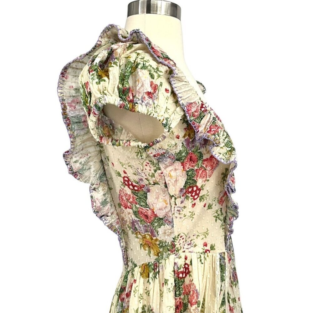 NWT LoveShackFancy Exley Dress Shining Gemstone Size 2 Floral Short Sleeve - Picture 13 of 16